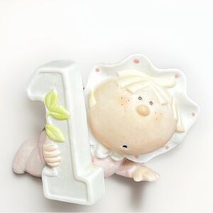 Bumpkins Vintage Porcelain Bisque Pastel First Birthday Keepsake Cake Topper